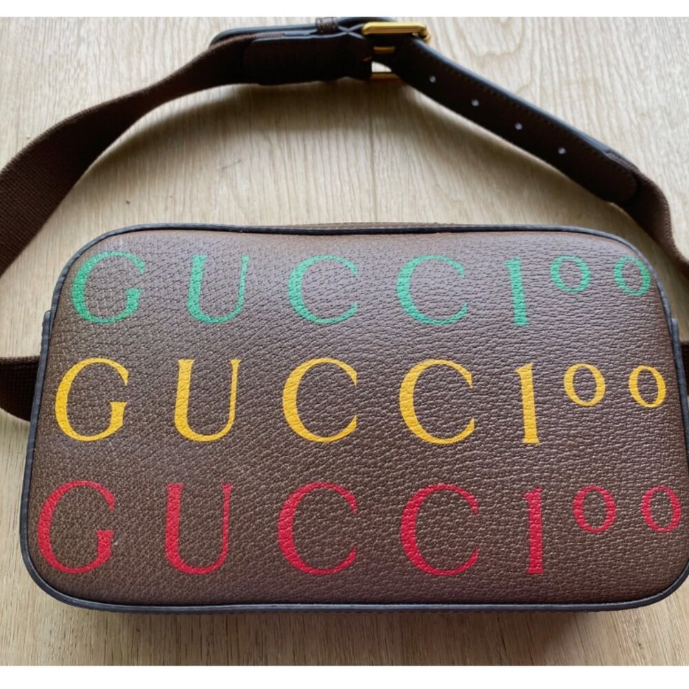 Gucci Belt Bag Brown 100th Anniversary Logo Style #602695 New Condition